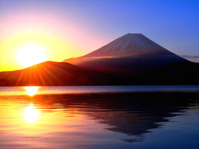 富士山、日の出、初日の出